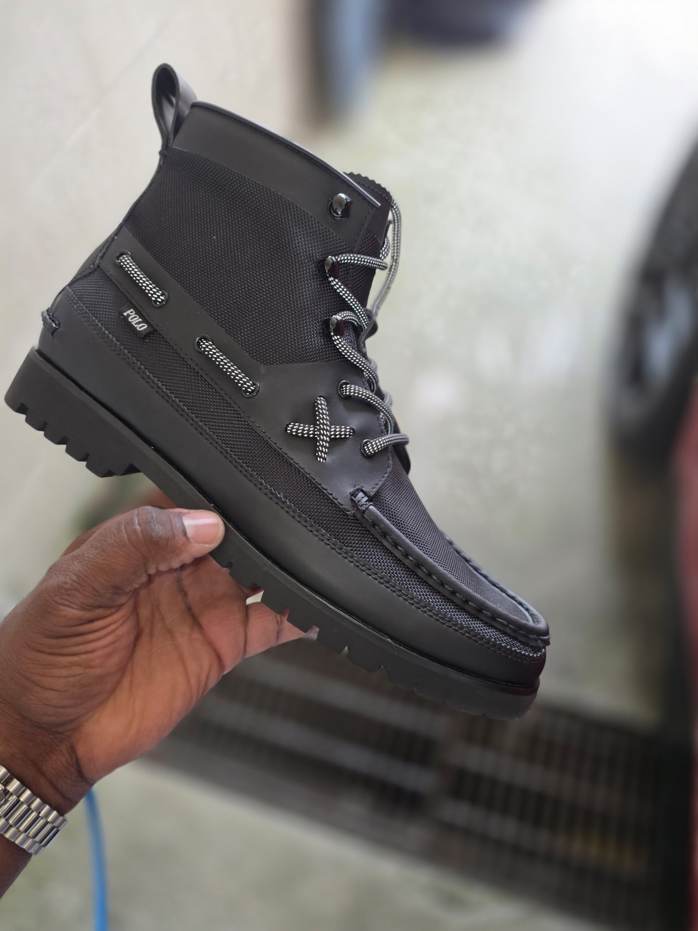 Polo by Ralph Lauren Men's Black Chukka Moc Toe Boot